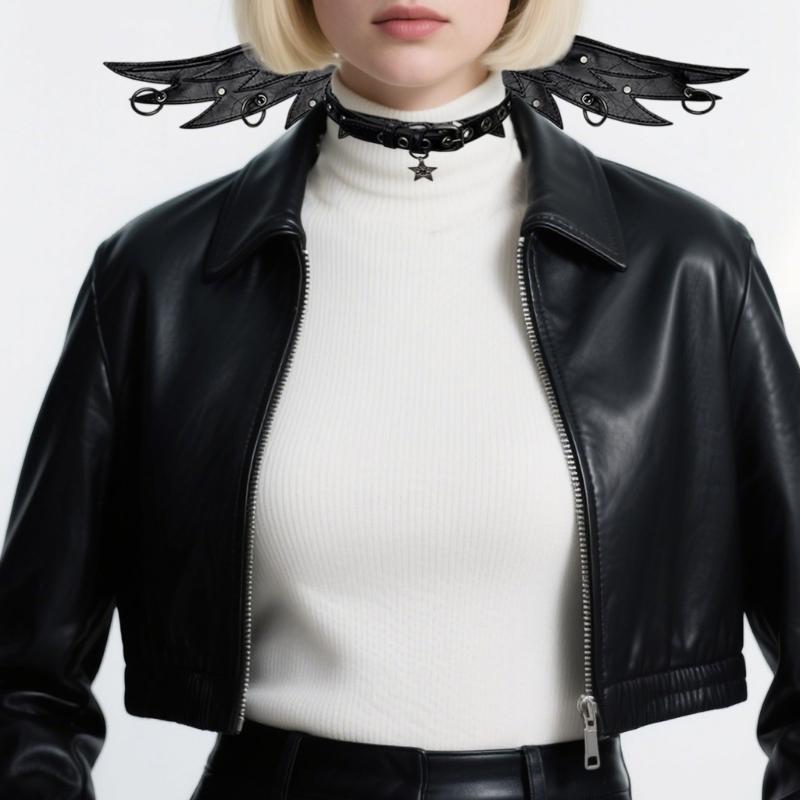 Stylový PU choker náhrdelník s decentním andělským křídlem Lehký hypoalergenní doplněk pro ležérní oblečení