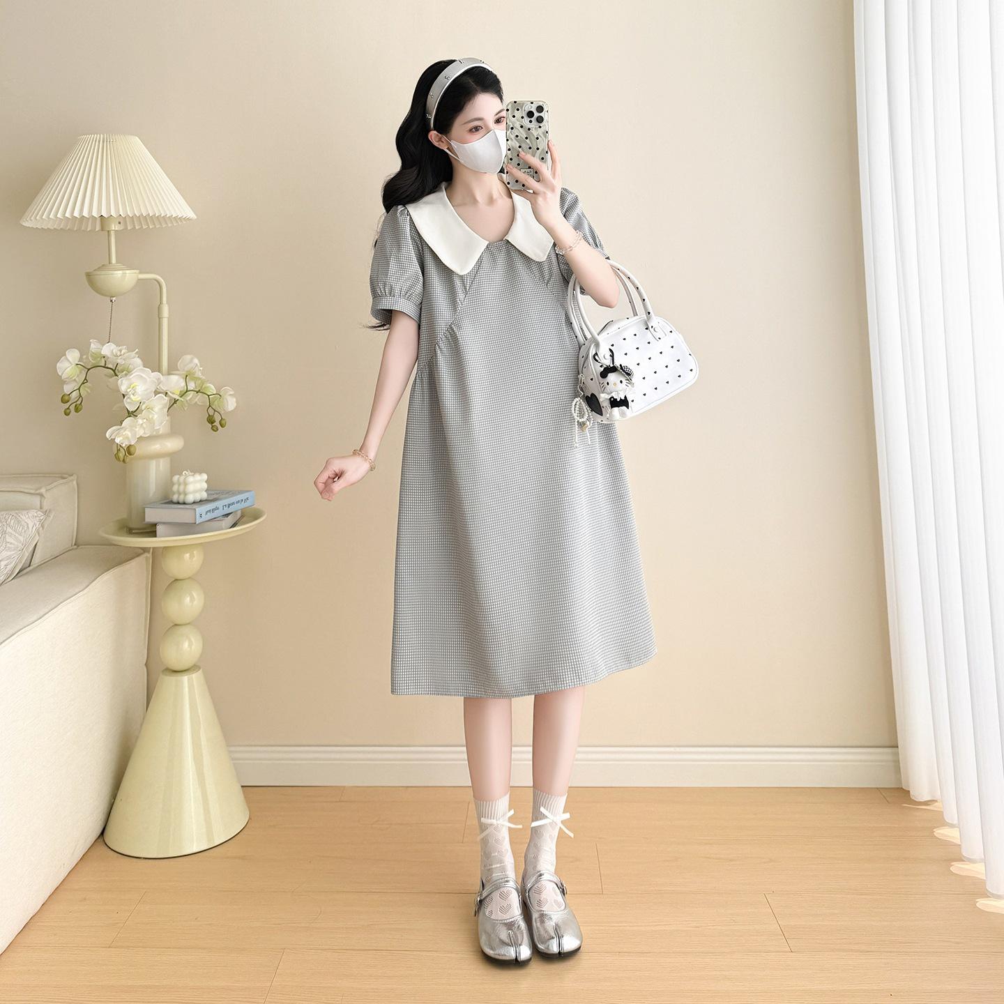 2026 Summer Sweet Loose Maternity Dress with Doll Collar and Age-Reducing Design M