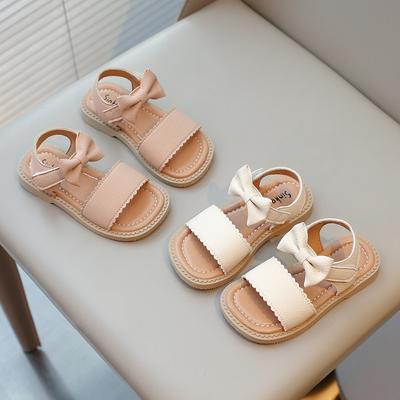 Kleinkind Mädchen Sandalen Kleine Kinder Strandschuhe 2024 Sommer Brandneu Kinder Flache Sandalen Süße Prinzessin mit Schleife Offene Zehen