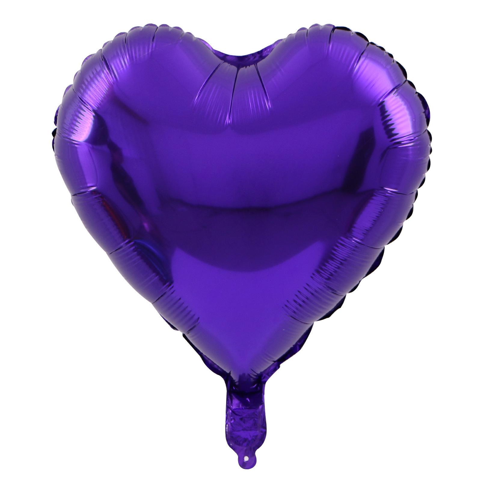 18-inch Heart-shaped Solid Color Foil Balloon for Wedding or Birthday Decoration in Gold and Silver. темно-фиолетового