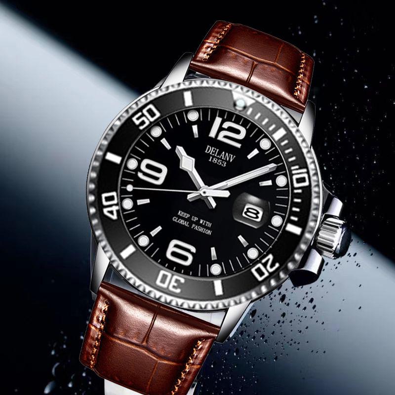 Men’s Fashionable Luminous Quartz Watch with Steel Band and Calendar