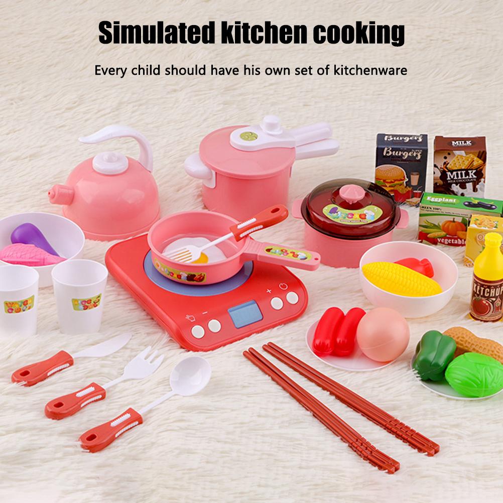 Children Pretend Play House Electric Kitchen Toy Set Simulation Induction Cooker Toys for Kids