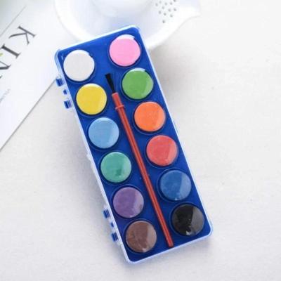 12 Colors Solid Watercolor Paints Paintbrush Pigments Painting Brush for Children Kid DIY Art Supplies Sets Drawing Tools Kit