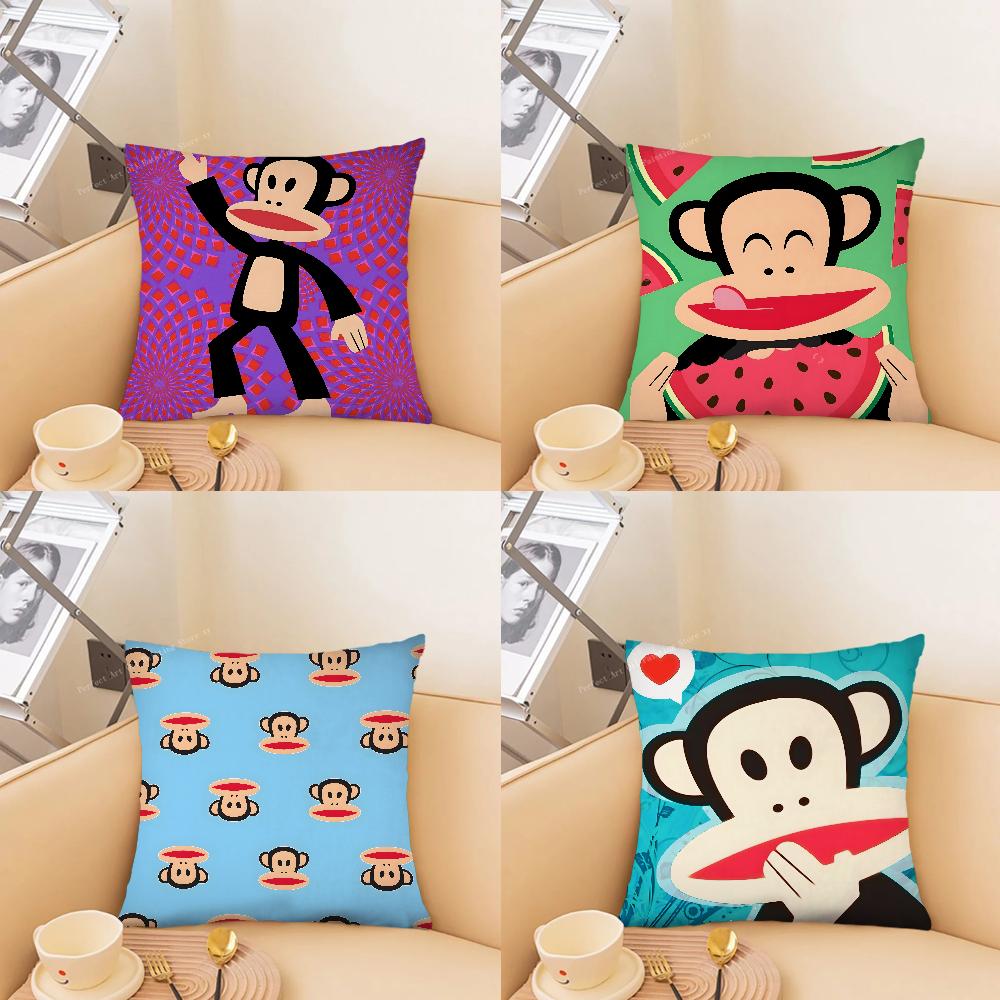 Cartoon P-Paul Frank Monkey Pillow Case Square Pillow Bedroom Sofa Leisure Comfort Cushion Car Living Room Home Decoration 40X40