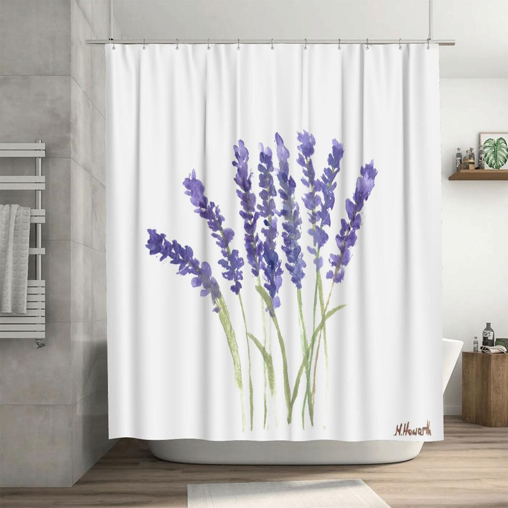 Christmas shower curtain cute cat pattern decor for bathroom accessories set with 12 panels featuring holiday-themed Santa hats