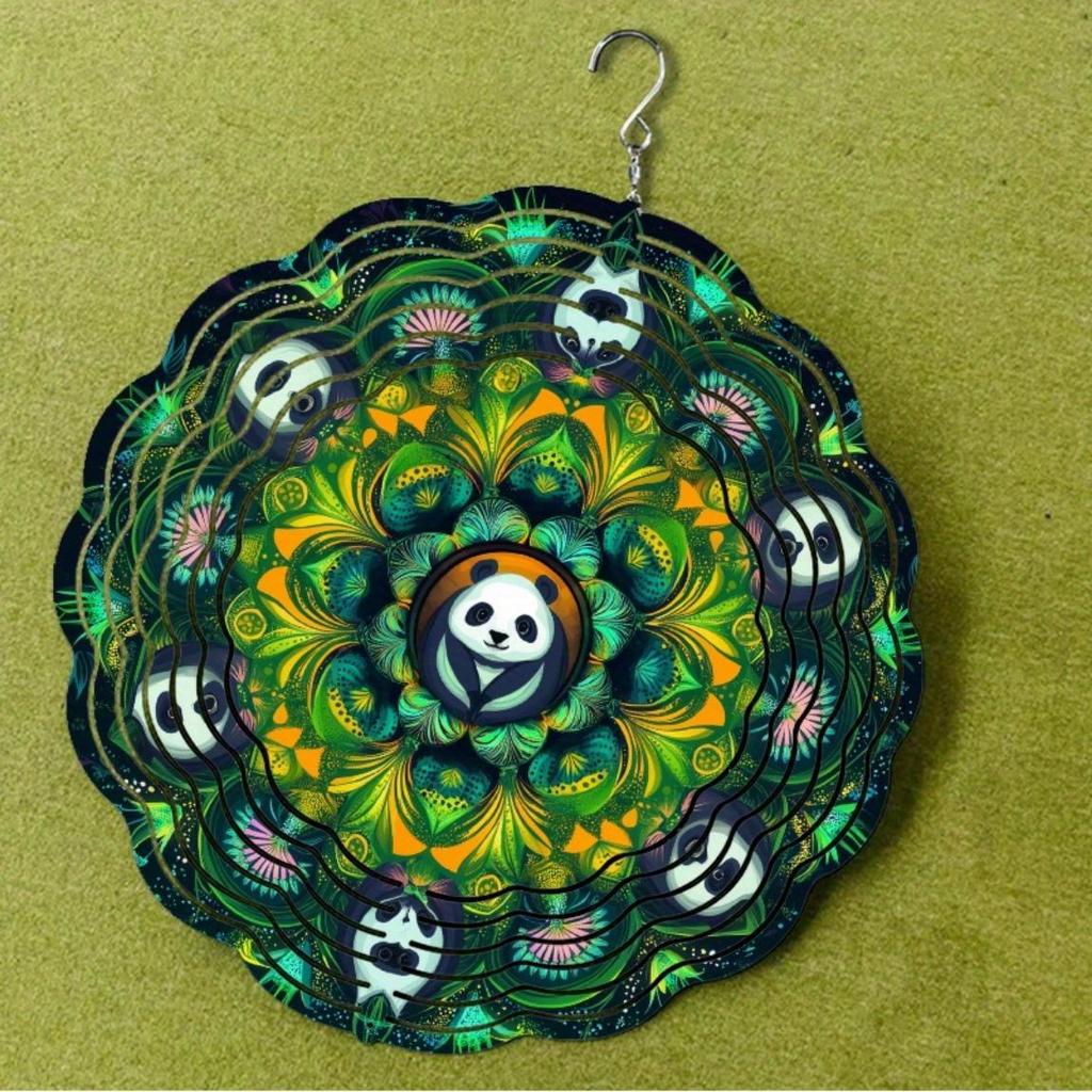 Panda Printed Wind Chime Rotating Design 360 Hook Perfect for All Seasons Garden Decor No Electricity Needed General Occasion
