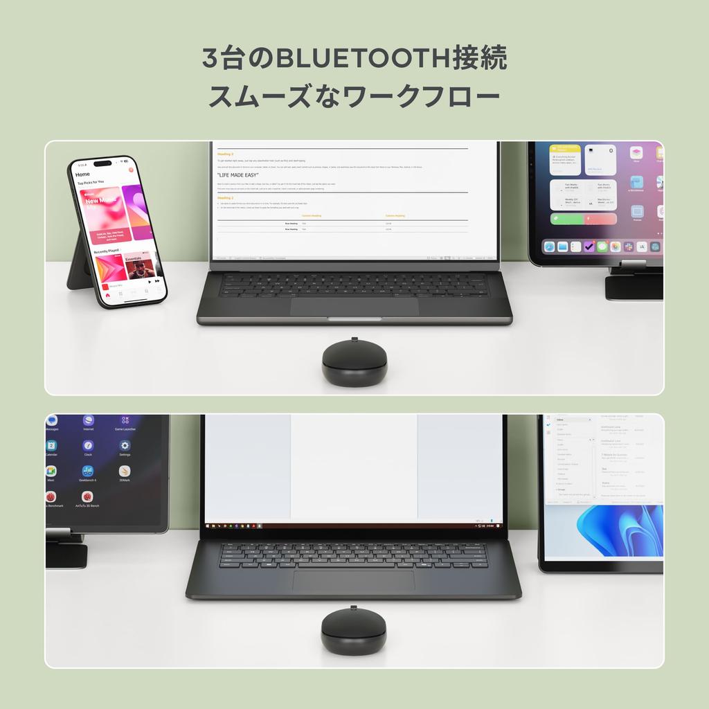 SATECHI OntheGo™ Bluetooth Mouse with USB C Rechargeable Battery, Connects To Up To 3 Devices, Ideal for Laptops, Computers, and Tablets, Compact