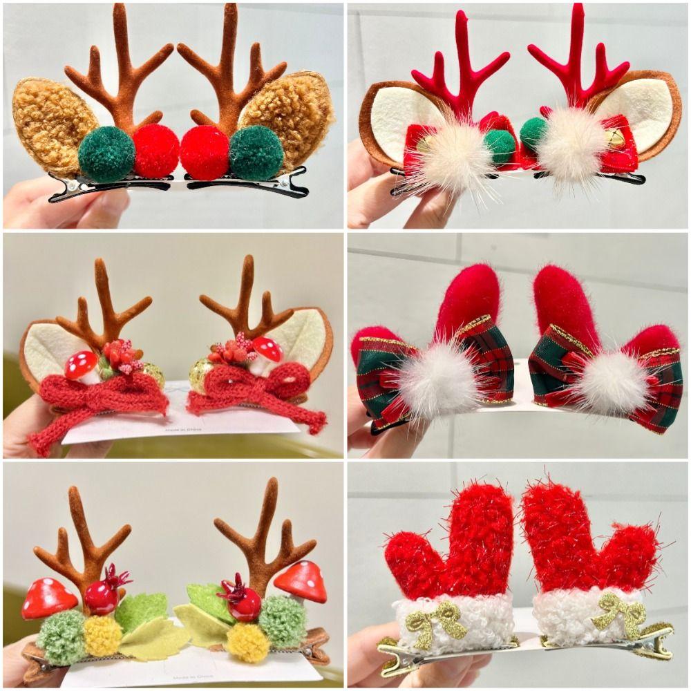 1 Paar Niedlicher Elchgeweih Weihnachts-Haarspange Tragbare Haarspangen Weihnachts-Kopfschmuck Weihnachtsdeko