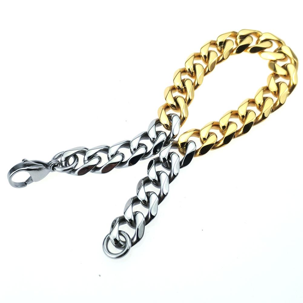New 316L Stainless Steel Primary Color and Gold Dual Hip Hop Bracelet Anklet