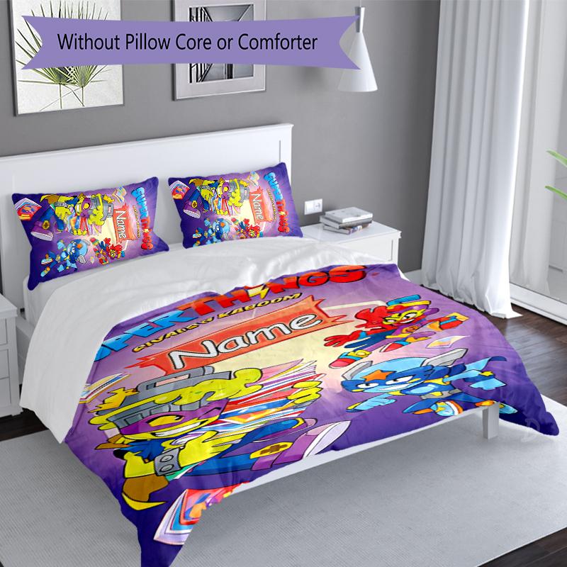 3pcs Custom Name SuperZings Bedding Set,Includes 1 Duvet Cover and 2 Pillowcases,All-season Bedroom Decor