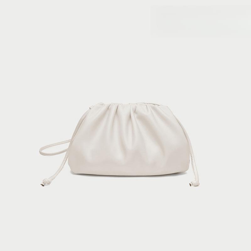 Burgundy Ruched Cloud Bag Women's Chic Underarm Dumpling Purse