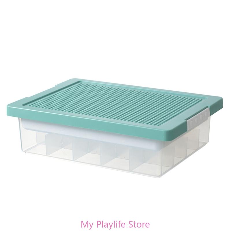 Kids Toy Storage Organizers Box Clear Box with Building Plate for Home Use