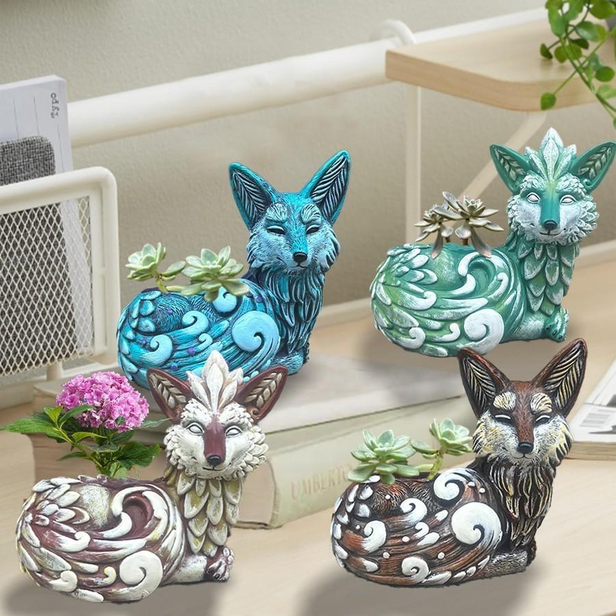 Adorable Resin Fox Planter For Succulents Beautiful Modern Garden Decor For Home