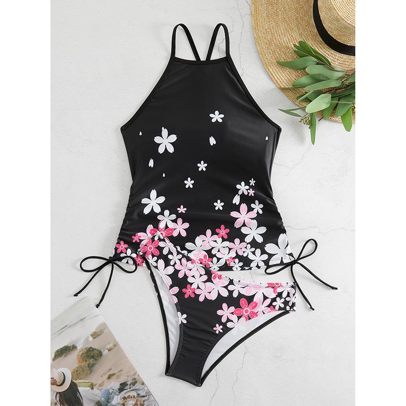

Новые купальники танкини с цветочным принтом больших размеров женские купальники из двух частей женский купальный костюм пляжная одежда купальный костюм XL чёрный
