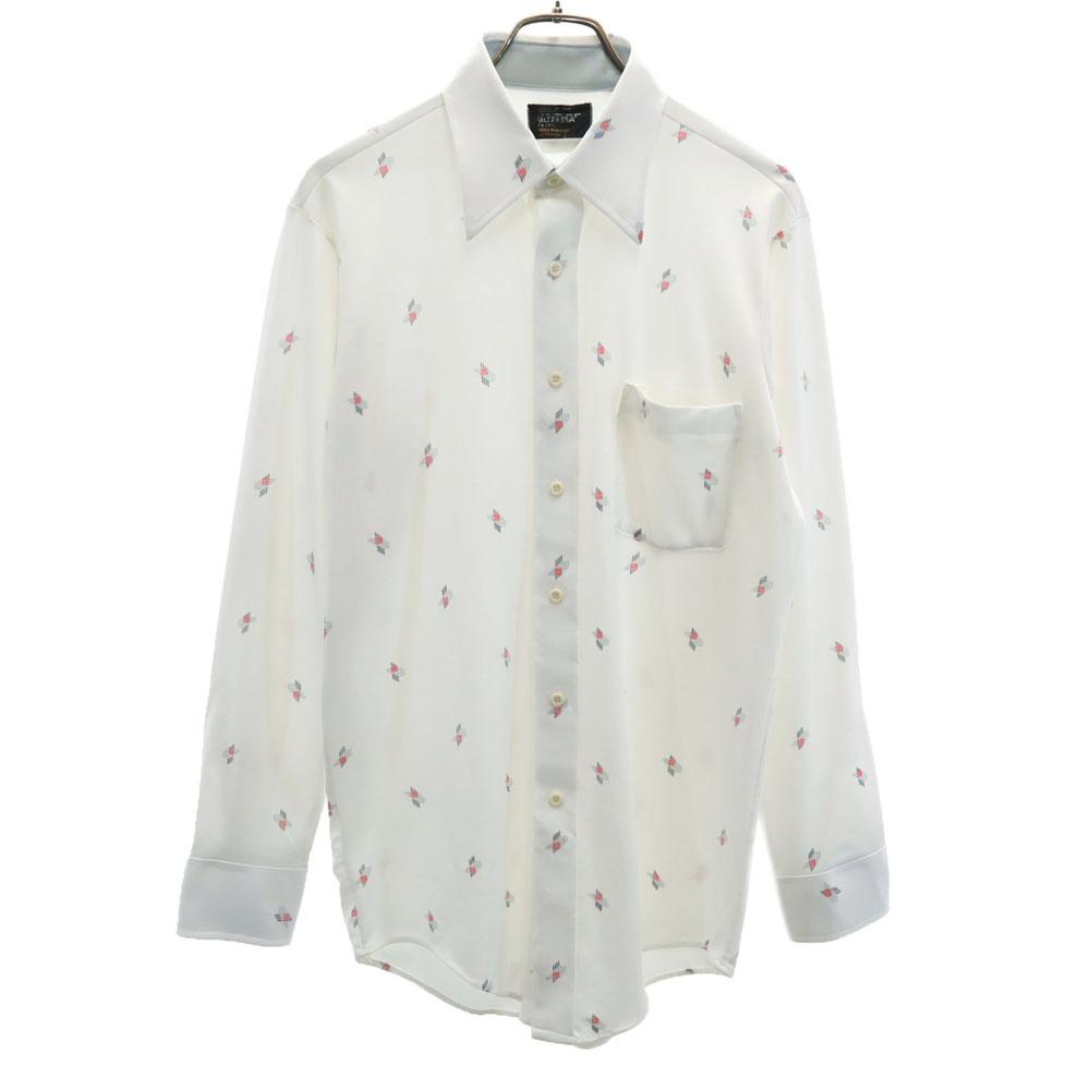 JCPenney 70s Vintage Overall Handle Long Sleeve Shirt White Men's Used