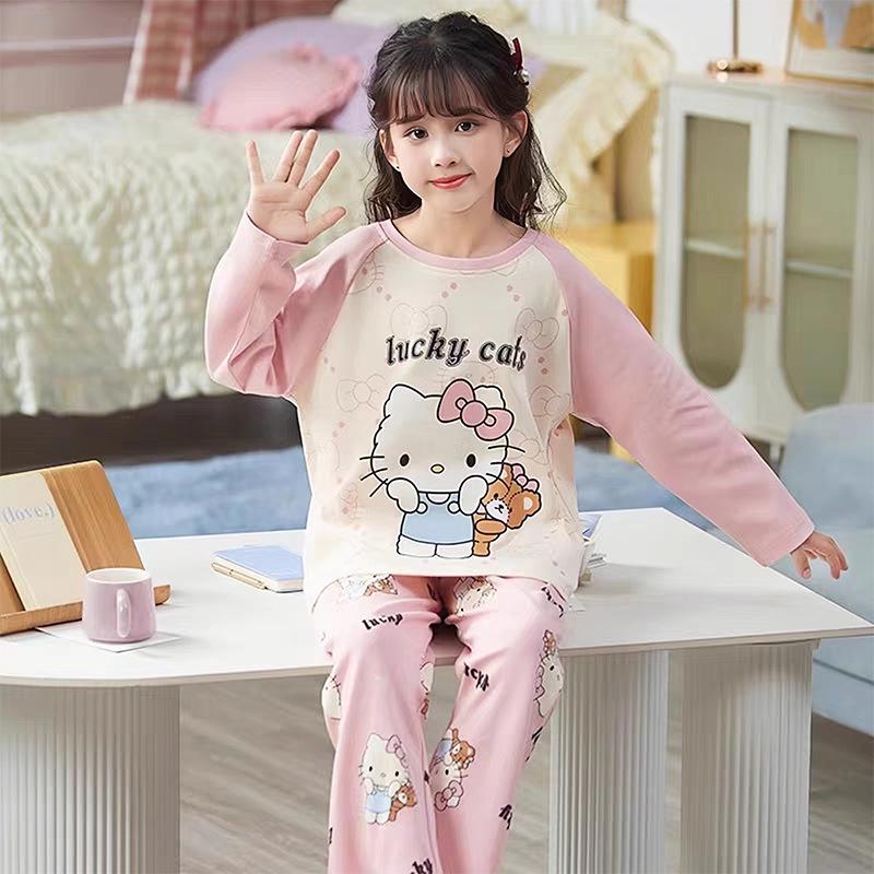Girls' Cute Cartoon Long-Sleeve Pajama Set for Spring, Autumn, Winter 2026