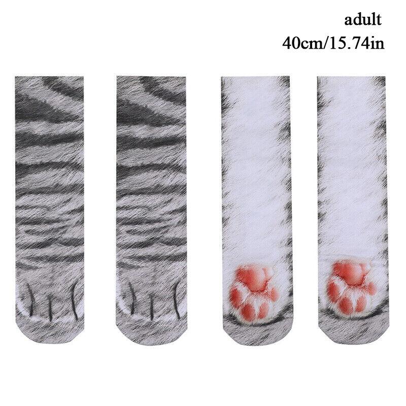 

Забавные эластичные носки унисекс для взрослых и детей, носки с 3D принтом в виде лап животных, Великобритания adult grey cat