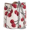 Coach 12 Chain Shoulder Strap Cherry Print Cow Leather Handbag Women's White