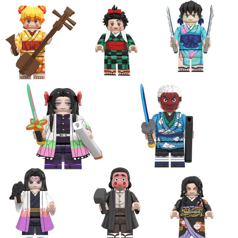 Wm6162 Anime Series Demon Slayer Mouth Flat Yin And Izumi Zhenmen Tanjiro Figurine Building Blocks