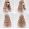 Long Wavy Synthetic Wig With Full Cap Design Dirty Orange Color Water Wave Texture Women Cosplay Lolita