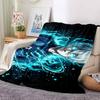 1Pc Blue Energy Burst Flannel Blanket, Soft And Comfortable, Casual Warm, Camping Travel, Christmas, Halloween Xmas Gift S1761