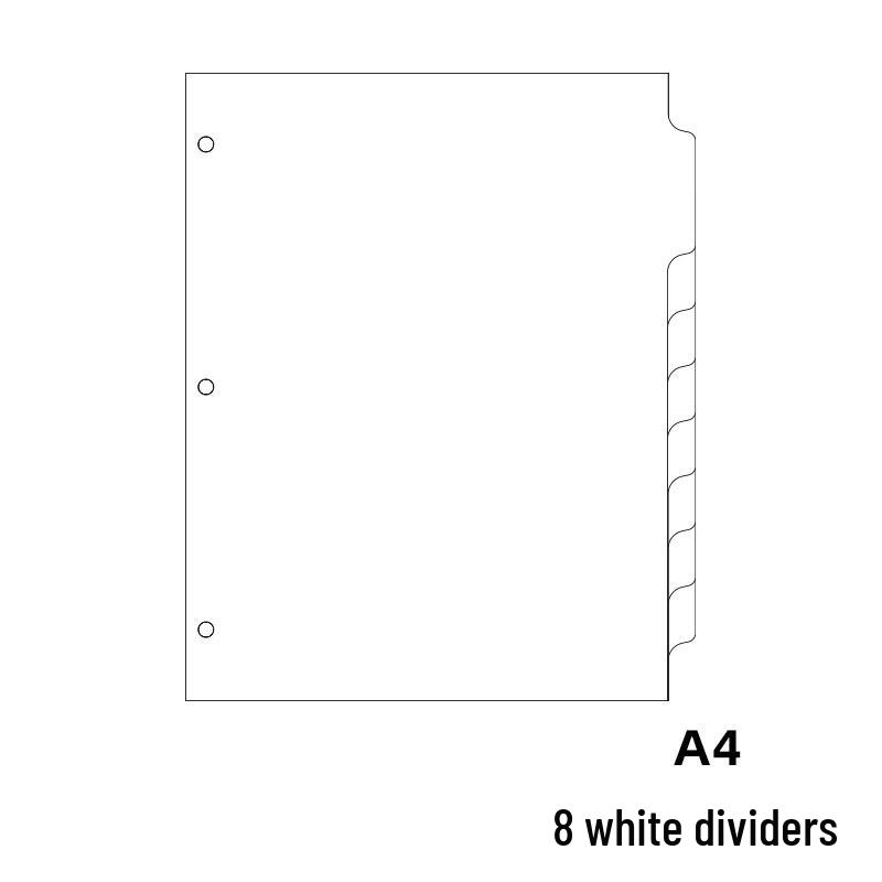 A4 Loose-Leaf Index Cards with A5 Color Dividers, 8 Sheets per Pack - Refill Pages and Dividers.