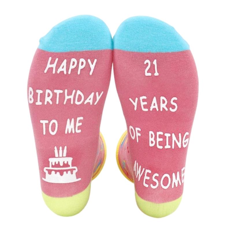 Happy Birthday To Me Being Awesome Jacquard Socks for Women s Teens Birthday Celebrations Hosiery Ages 18 to 21 Years