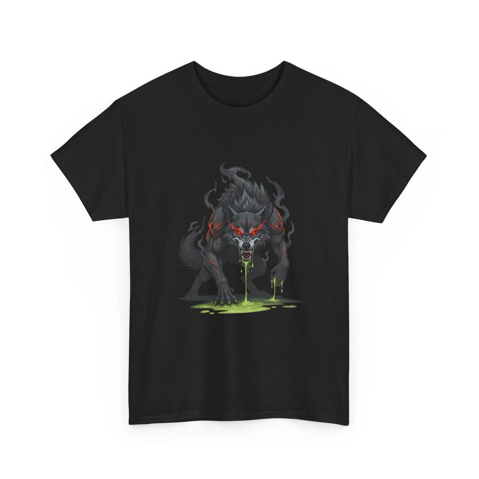 Poison Wolf Illustration Tee | Spitting Green Venom, Dark Fantasy Shirt, Cool S