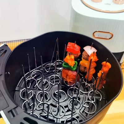 Brochetas Verticales para Freidora de Aire, 10 Brochetas Gruesas de Acero Inoxidable de Grado Alimenticio, Brochetas para Horno Freidora de Aire, Brochetas Tipo Aguja para Barbacoa