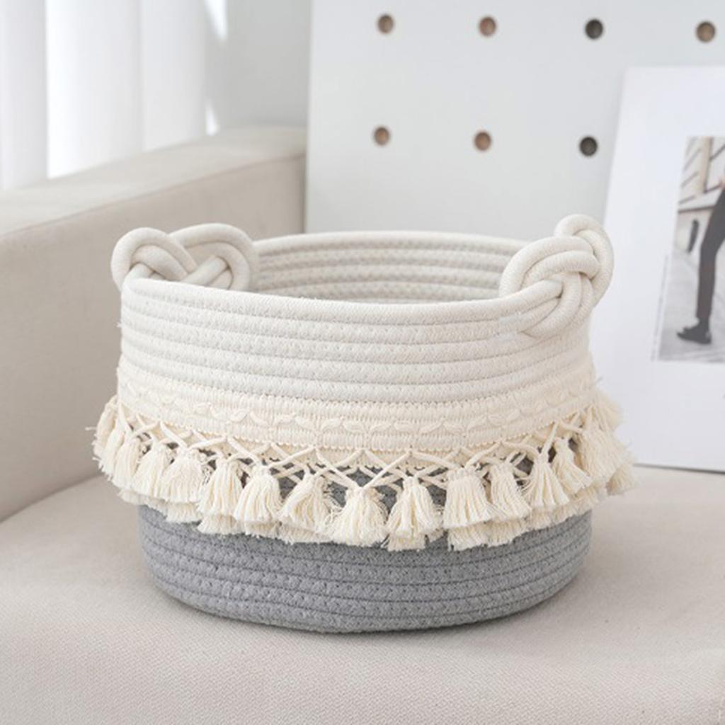 Fashionable Cotton Rope Storage Basket High Quality Cotton Rope Holder Basket with Tassels Designed For Stylish Storage