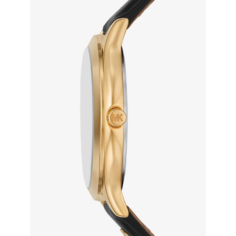 Michael Kors Orologio Sottile Runway Oro e Pelle MK7482