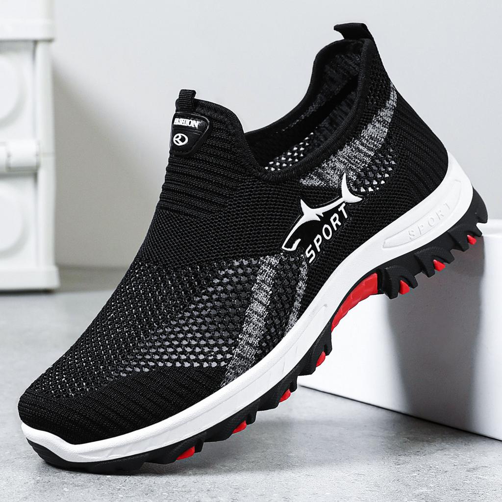 Flying woven large size men's shoes on behalf of stickers shark casual shoes soft sole breathable mesh sneakers single shoes