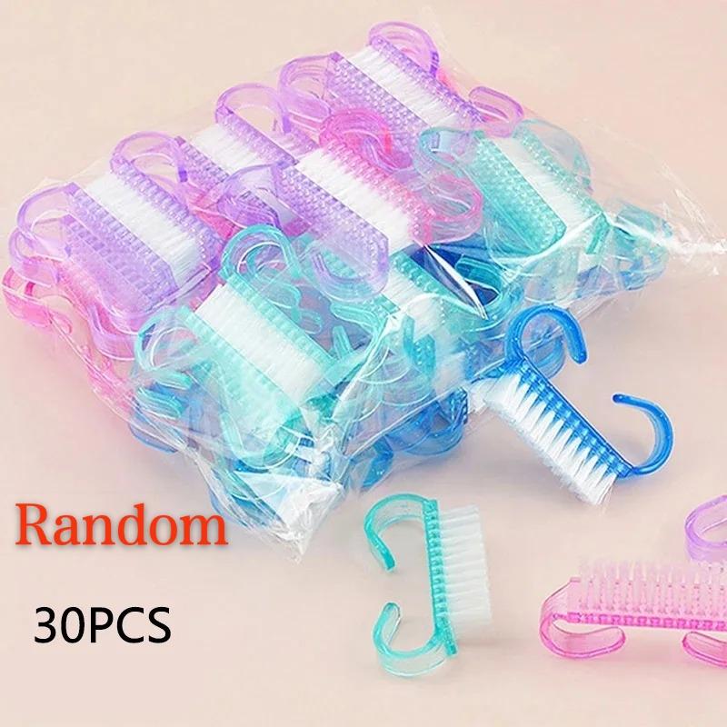 Plastic Nail Brushes Mix Color Nail Hand Scrubbing Cleaning Brush Dust Cleaner Nail Art Manicure Soft Remover Tools