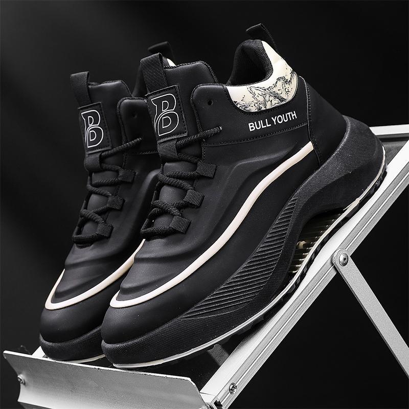 

Черная мужская обувь летняя толстоподошвенная амортизирующая повседневная спортивная трендовая обувь 2025 новая дышащая обувь для пап 44