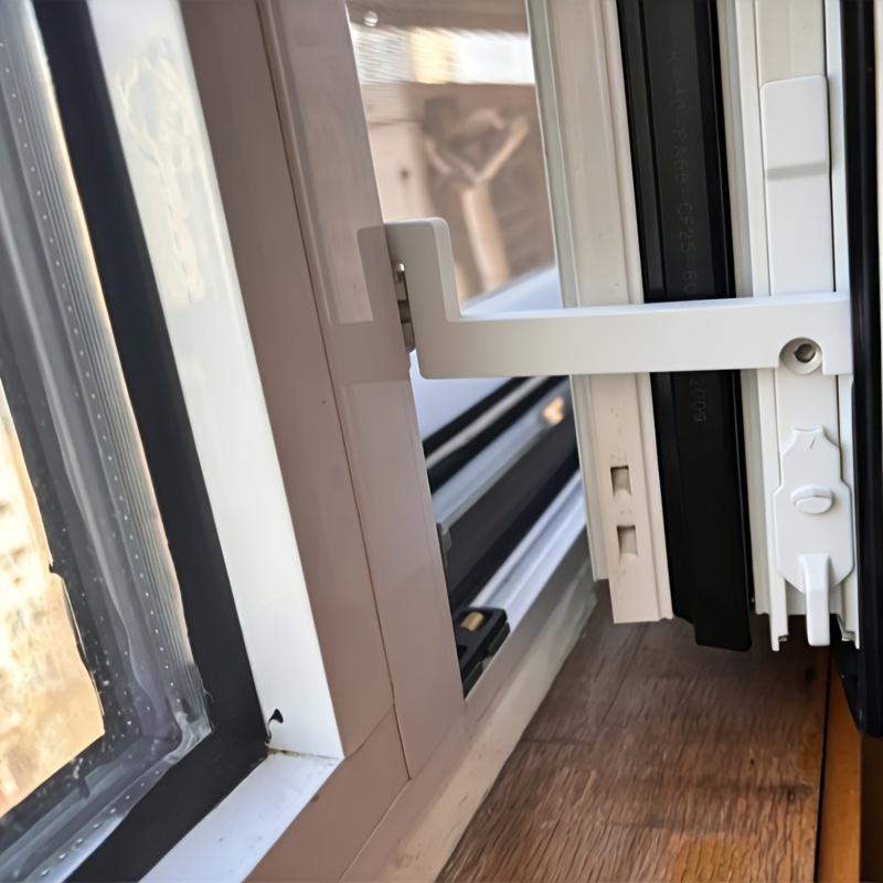 2Pcs No-Drill Outward Opening Casement Window Stopper, Windproof Anti-Shake Limit Block, Safety Window Opening Angle Fixing Buck