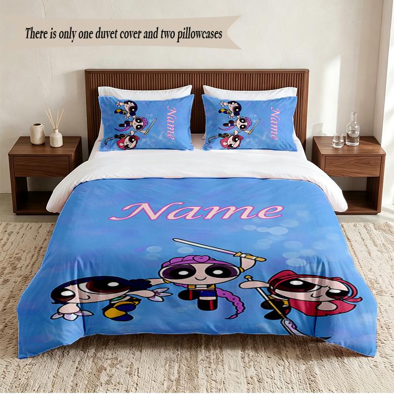 HUNTRIX Personalized Custom Name 3‑Piece Bedding Set Soft Duvet Cover Set For Bedroom Home Decor