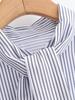 Spring 2026 European & American Style Stand Collar Striped Poplin Shirt with Scarf