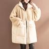 Cotton-padded Jacket Women's Mid-length Winter Fashion Stitching Lamb Wool Cotton-padded Jacket Loose Large Size Warm All-match Padded Jacket