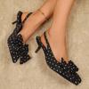 2026 Polka Dot Bow Stiletto Sandals, Pointed Closed-Toe with Back Strap