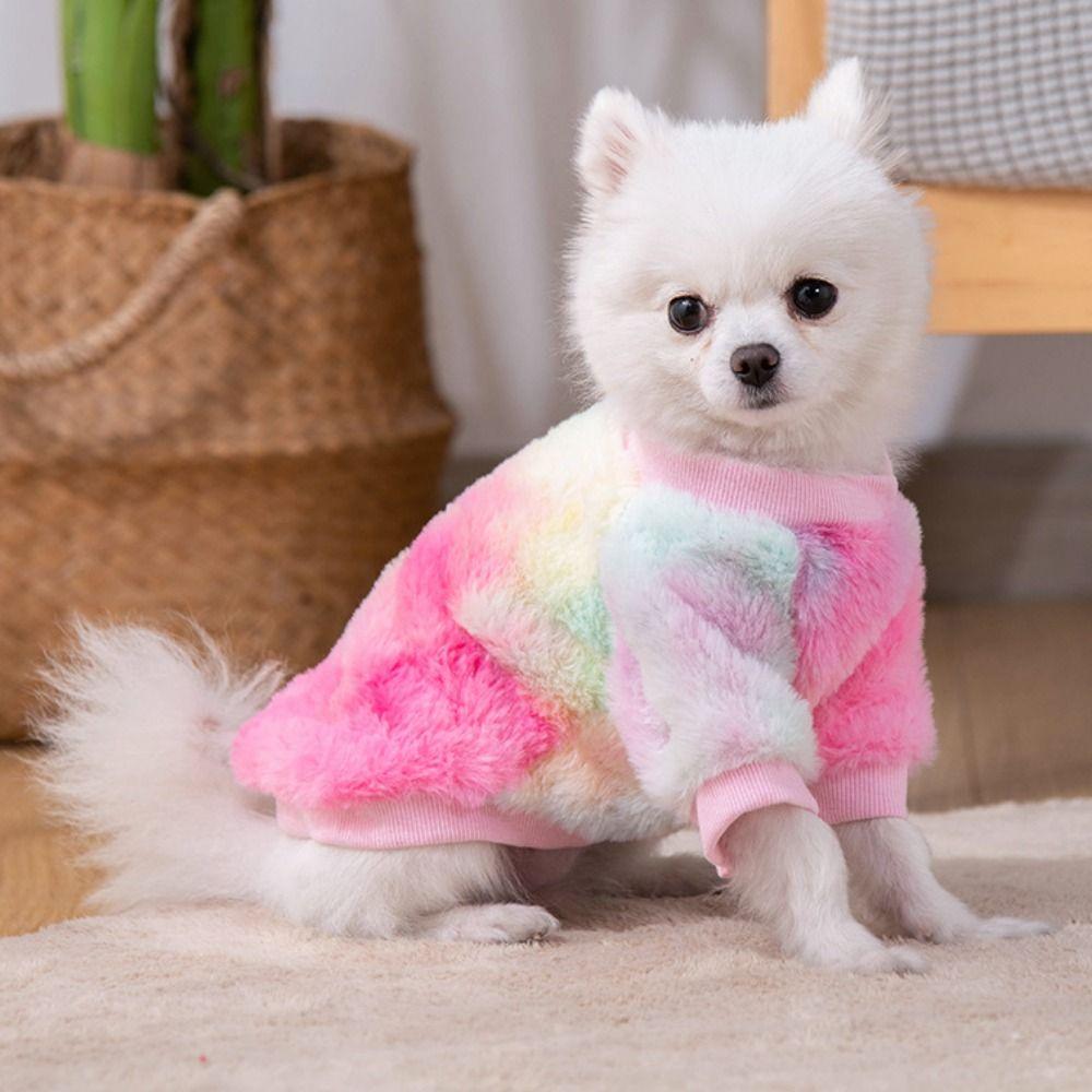 

Soft Dog Rainbow Sweater Warm Dog Colorful Pullover Winter Dog Two Feet Sweater Winter