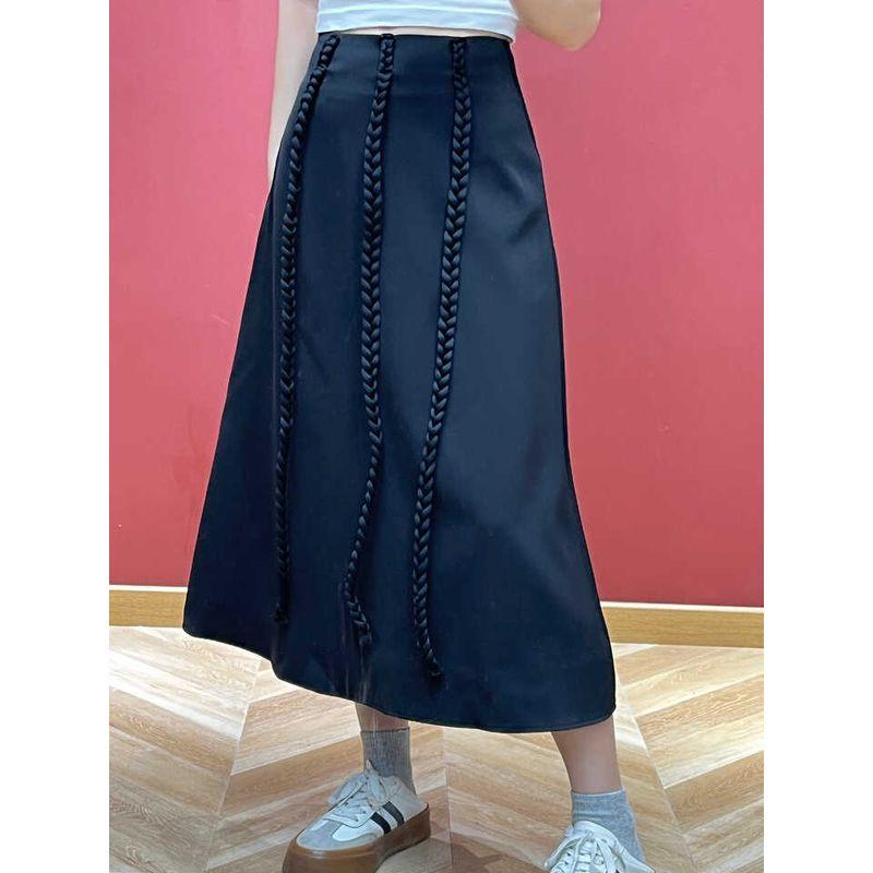 Fall New Arrival Fashion Unique Special High Waist Braid Skirt Women's Mid Length Long Length Slim Looking All-Matching Graceful Mid Skirt