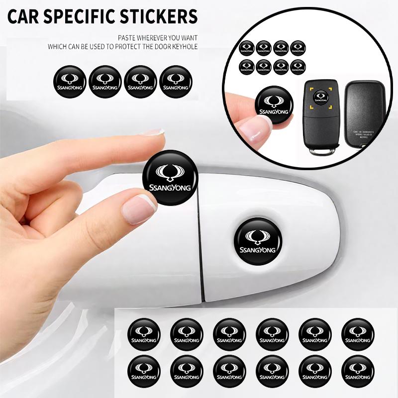 4pcs Car Handle Door Keyhole Lock Core Protective Cover Stickers For SsangYong Actyon Korando Rexton Kyron Rodius Tivoli Musso C