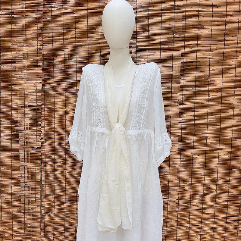 Thin Hollow Solid Color Soft Cotton Scarf Korean Version Thin Narrow Extended Small Silk Scarf Summer Neck Protection