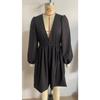 European & American Fashion V-Neck Slim Waist A-Line Pleated Long Sleeve Dress for Women