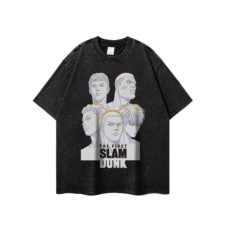 Unisex Vintage Washed Cotton Long Sleeve Tee With Cartoon Print Oversized Fit Streetwear Style