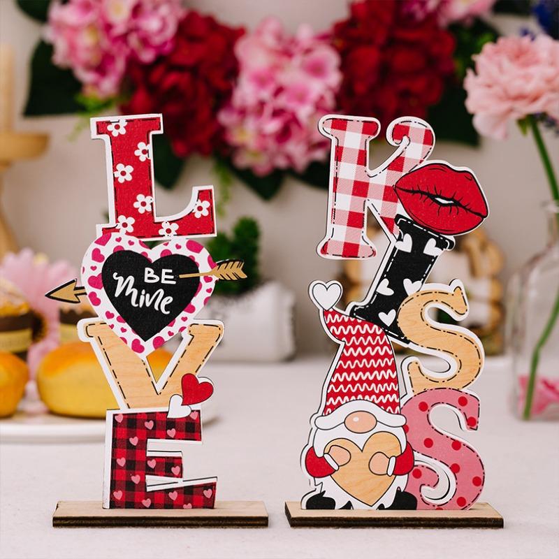 1PC hot-selling Valentine's Day decorative products Wooden Valentine's Day ornaments LOVE atmosphere dress up table
