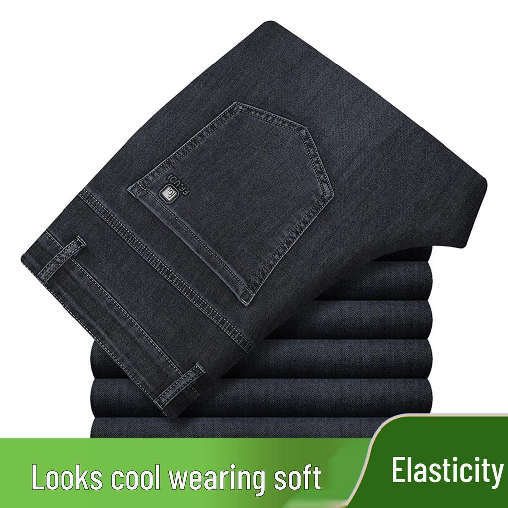 Damen High Waist Tencel Jeans - Frühling/Sommer Leicht, Stretch, Große Größen, Gerade, Freizeit Hose