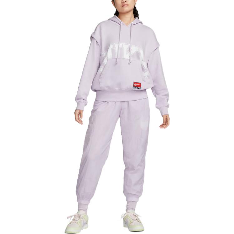 Nike Minimalist Letter Print Casual Hoodie Women Tops Purple DQ6586-530