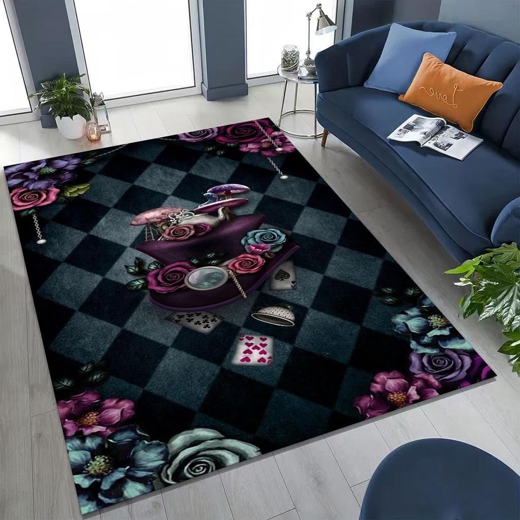 Dream Cheshire Cat Alice in Wonderland Cartoon Rug for Bedroom Living Room Sofa Home Doormat Decor, Large Kid Non-slip Floor Mat