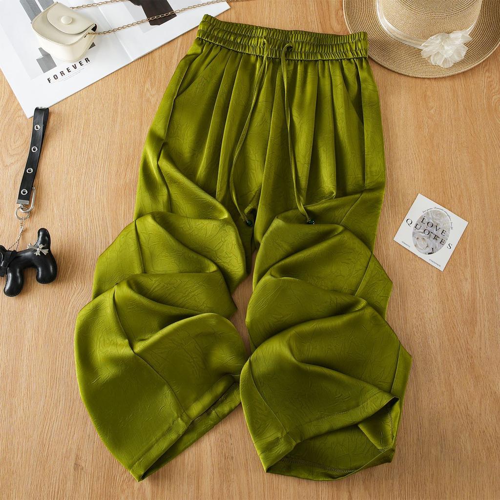 Fashion loose drape casual pants women's summer thin 1116 new ice silk cool straight pants breathable wide-leg pants